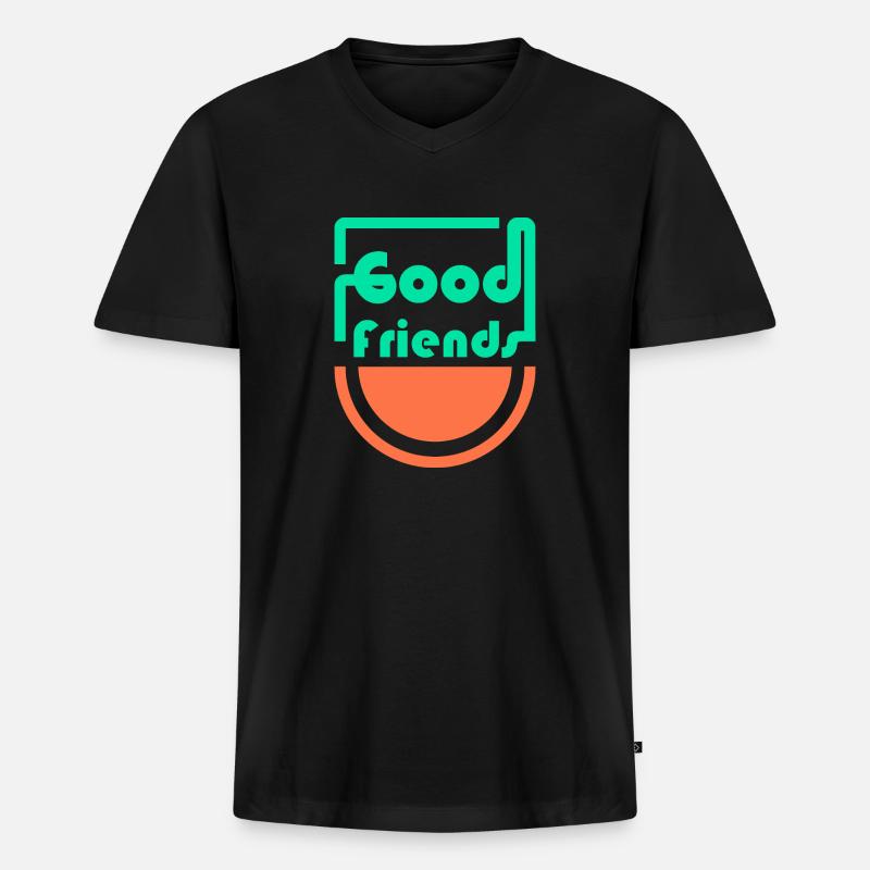 Gute Freunde - Männer Premium Bio T-Shirt mit V-Ausschnitt - Schwarz