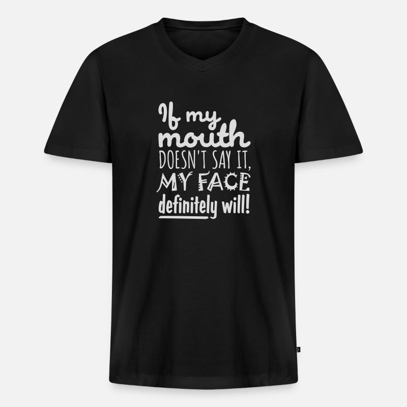 my face definitely will - Männer Premium Bio T-Shirt mit V-Ausschnitt - Schwarz