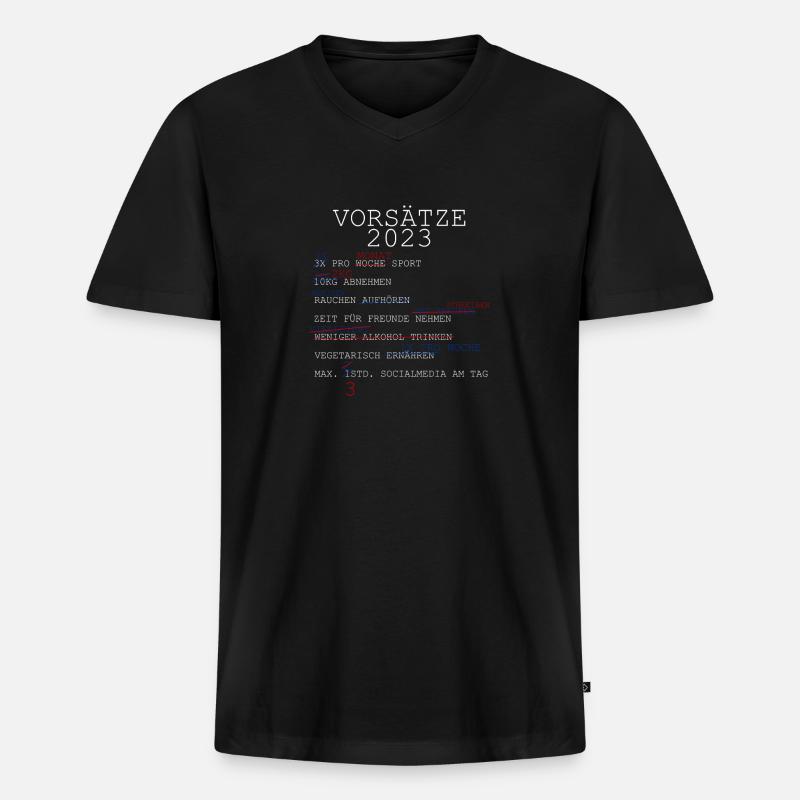 vorsätze 2023 - Männer Premium Bio T-Shirt mit V-Ausschnitt - Schwarz