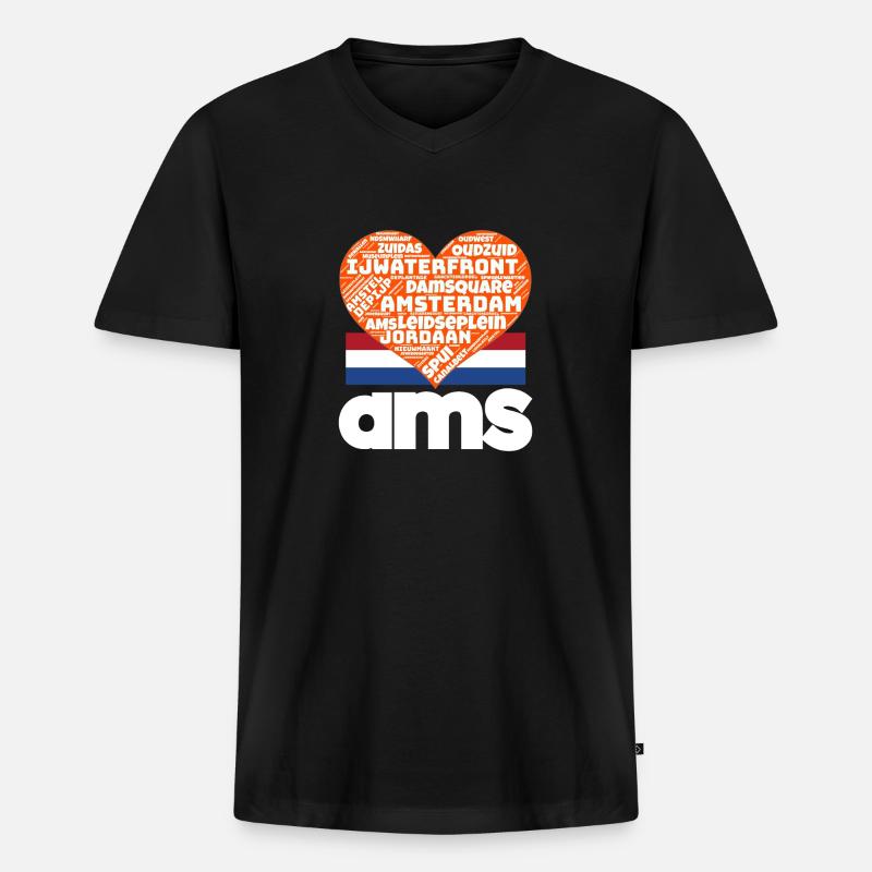 Amsterdam - Männer Premium Bio T-Shirt mit V-Ausschnitt - Schwarz