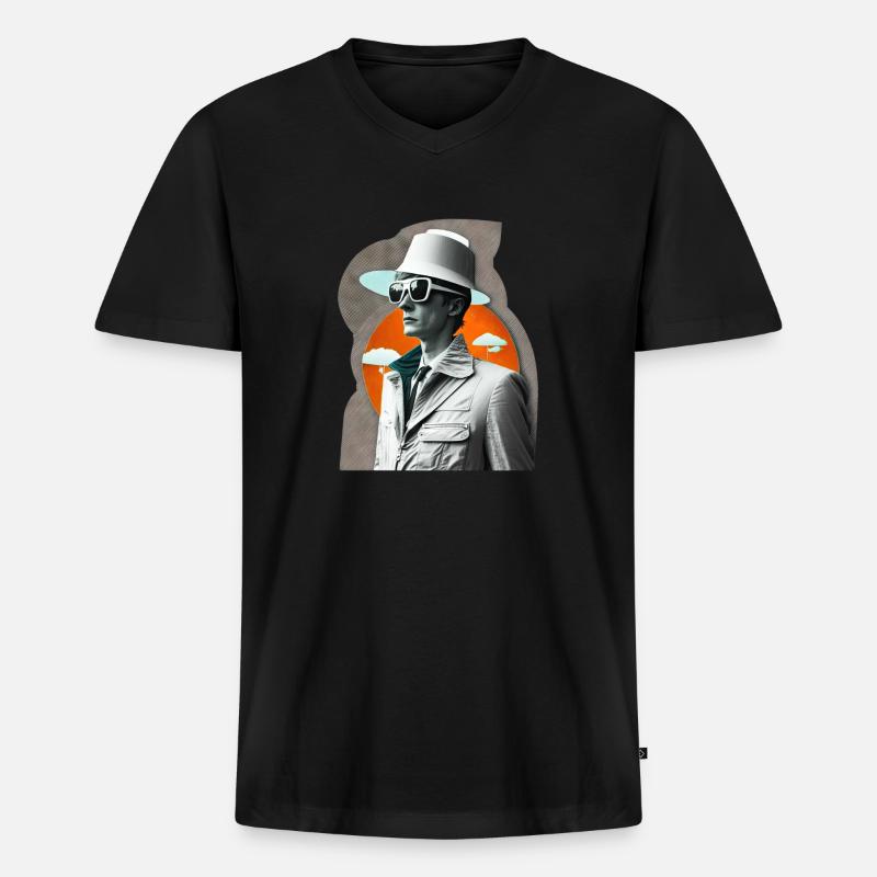 Retro Flash No46 - Männer Premium Bio T-Shirt mit V-Ausschnitt - Schwarz