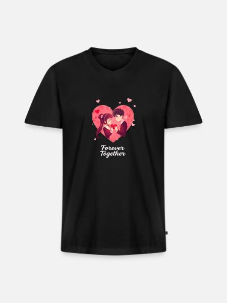 Anime Valentine's Day Design - Men's Premium Organic T-shirt with V-neck - black