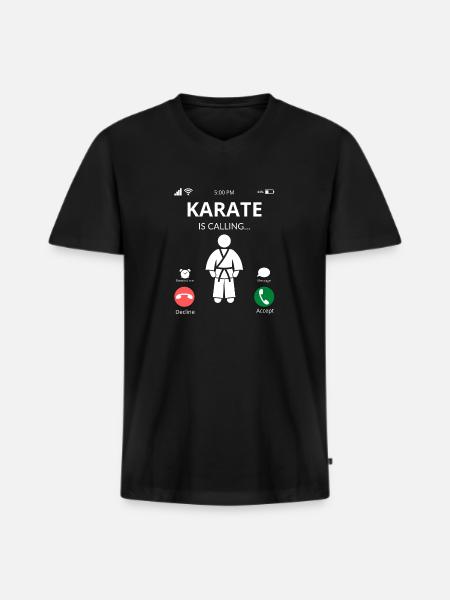 Karate - Männer Premium Bio T-Shirt mit V-Ausschnitt - Schwarz