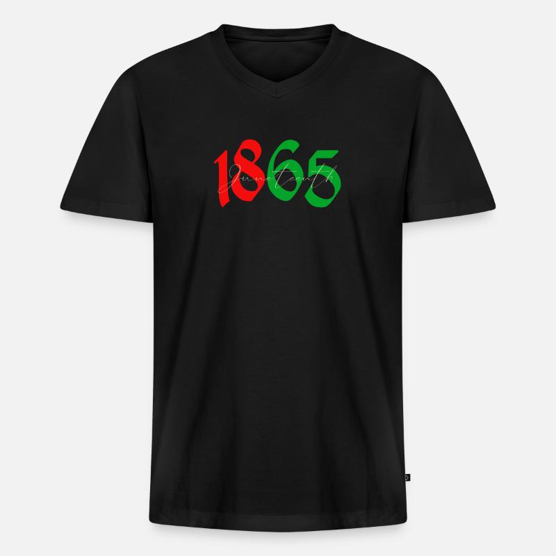 Juneteeth 1865 - Männer Premium Bio T-Shirt mit V-Ausschnitt - Schwarz