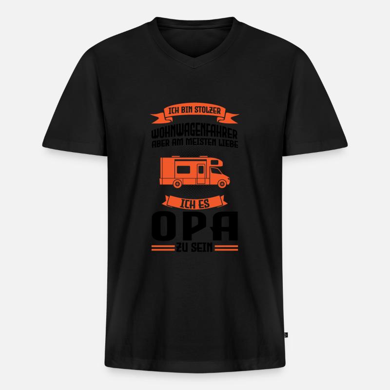 Camper Opa Camping Geschenk - Männer Premium Bio T-Shirt mit V-Ausschnitt - Schwarz