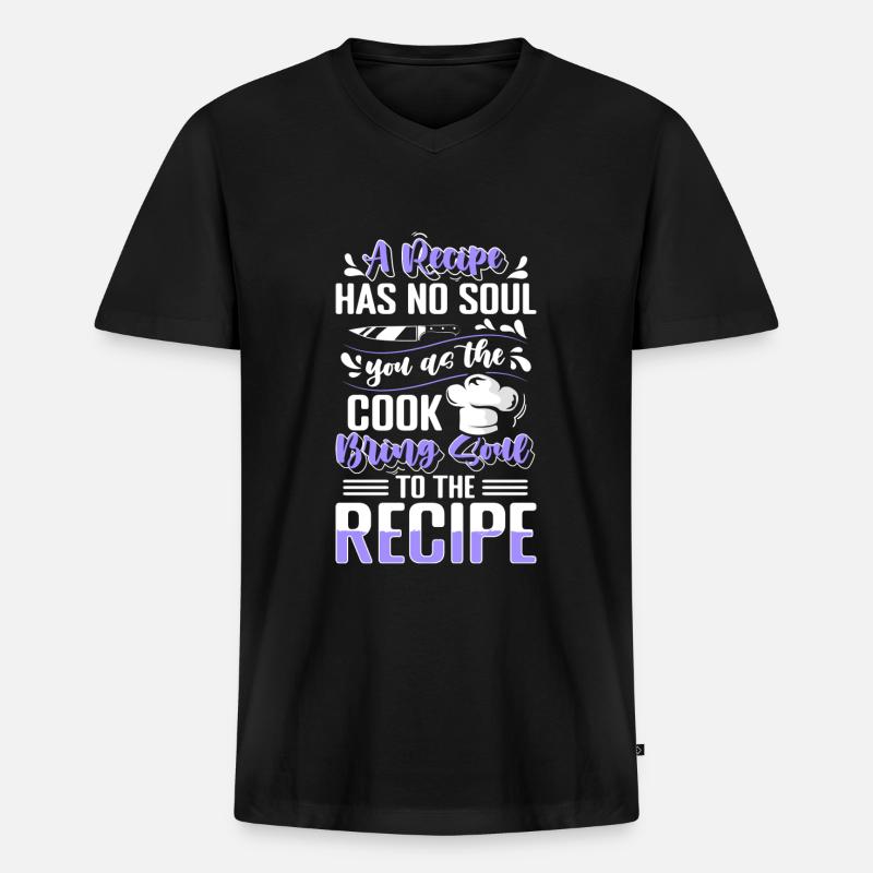 Kochen Chef Kochlöffel - Männer Premium Bio T-Shirt mit V-Ausschnitt - Schwarz