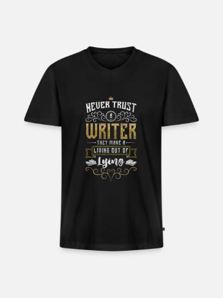 Writer's Fantasy - Men's Premium Organic T-shirt with V-neck - black