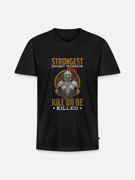 Knight Lance Templar Knight's Cross - Men's Premium Organic T-shirt with V-neck - black