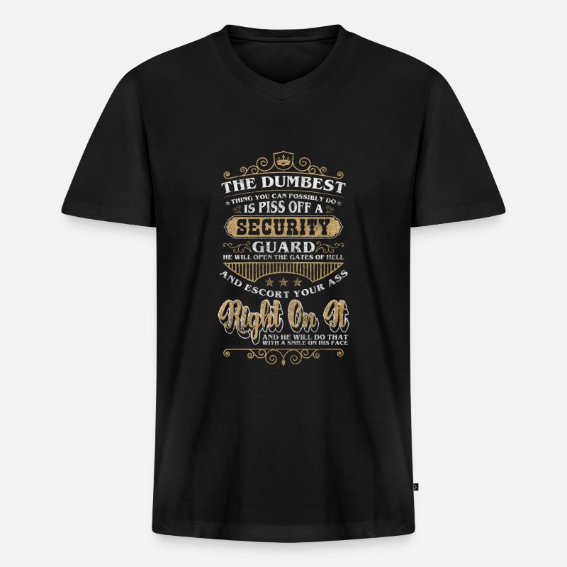 Security Pförtner Beruf Aufpassen - Männer Premium Bio T-Shirt mit V-Ausschnitt - Schwarz