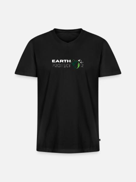 Earth protector - Men's Premium Organic T-shirt with V-neck - black