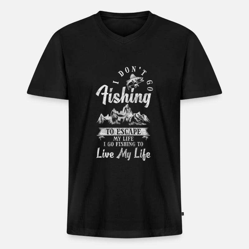 Fischen See Boot - Männer Premium Bio T-Shirt mit V-Ausschnitt - Schwarz