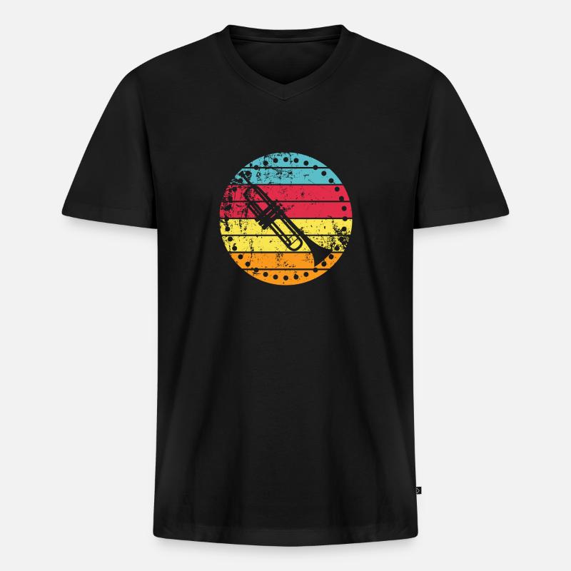 Trompete - Männer Premium Bio T-Shirt mit V-Ausschnitt - Schwarz