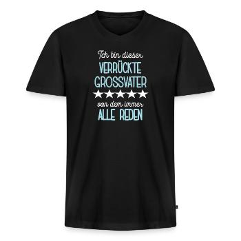 Grossvater Opa Spruch Opi Großpapa Großvater - Männer Premium Bio T-Shirt mit V-Ausschnitt - Schwarz - Vorne - Nico (187cm)