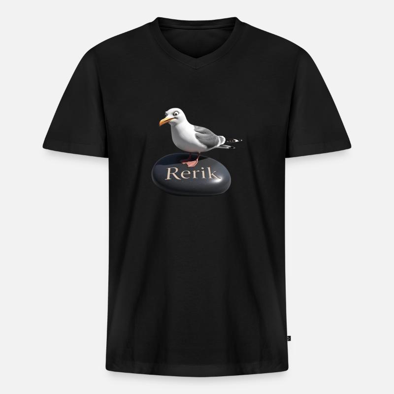 Rerik Ostseebad - Rerik Möwe - Männer Premium Bio T-Shirt mit V-Ausschnitt - Schwarz