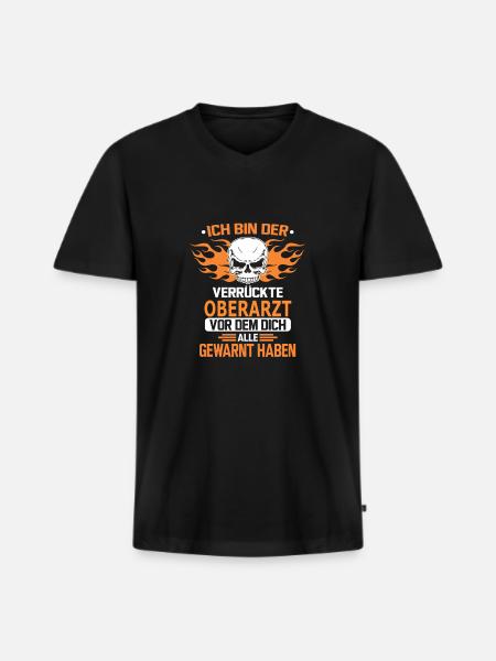 OBERARZT - Männer Premium Bio T-Shirt mit V-Ausschnitt - Schwarz