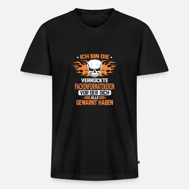 FACHINFORMATIKERIN - Männer Premium Bio T-Shirt mit V-Ausschnitt - Schwarz