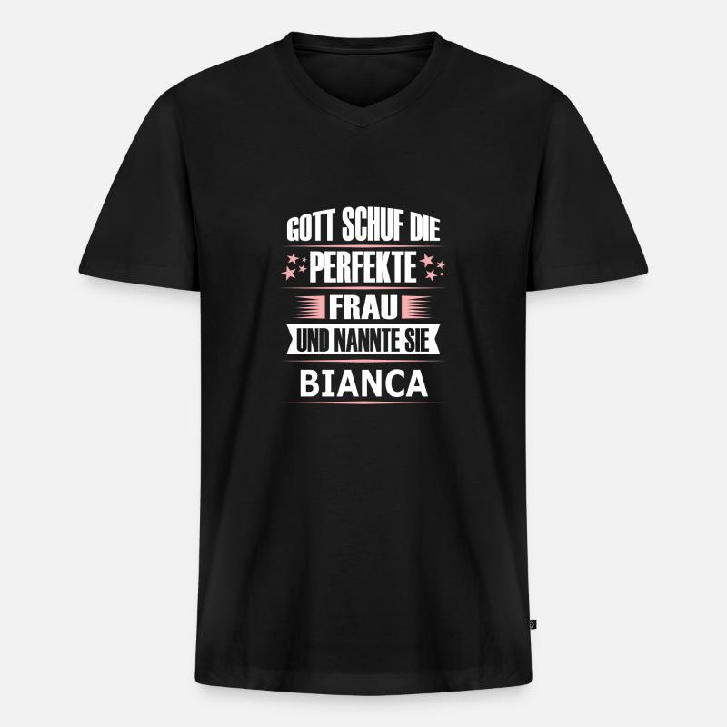 BIANCA - Männer Premium Bio T-Shirt mit V-Ausschnitt - Schwarz
