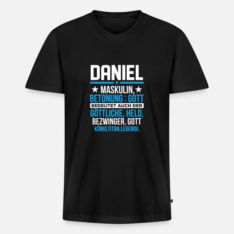 DANIEL - Titan - Männer Premium Bio T-Shirt mit V-Ausschnitt - Schwarz
