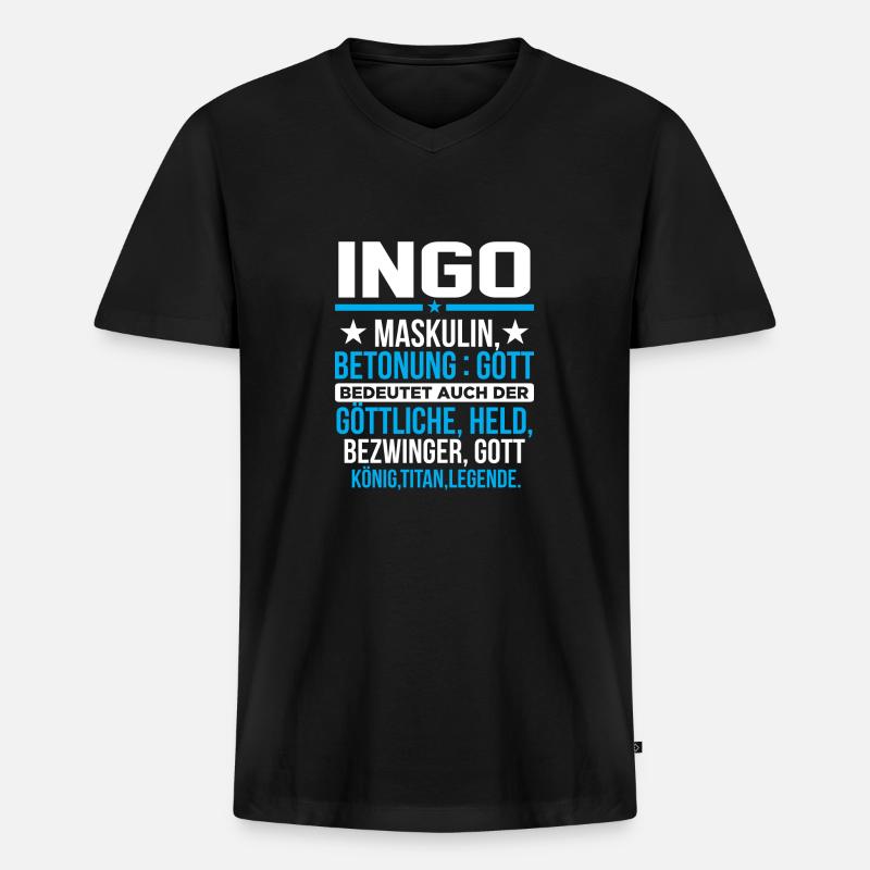 INGO - Titan - Männer Premium Bio T-Shirt mit V-Ausschnitt - Schwarz