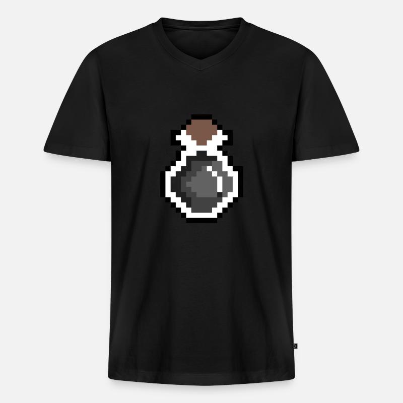 Trank schwarz Pixel - Männer Premium Bio T-Shirt mit V-Ausschnitt - Schwarz