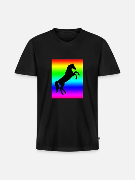 Rainbow Horse - Men's Premium Organic T-shirt with V-neck - black