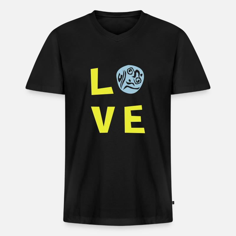 LOVE TRI 2c - Männer Premium Bio T-Shirt mit V-Ausschnitt - Schwarz