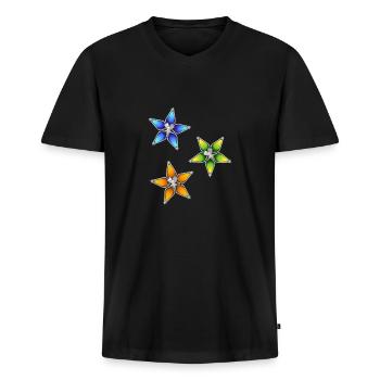 Trio Wayfinder - T-shirt encolure en V Premium bio Homme - noir - Devant - Nico (187cm)