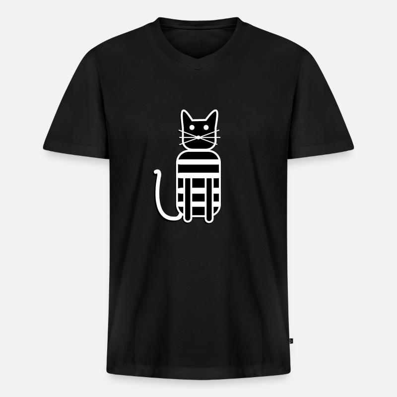 Katzenliebe - Männer Premium Bio T-Shirt mit V-Ausschnitt - Schwarz