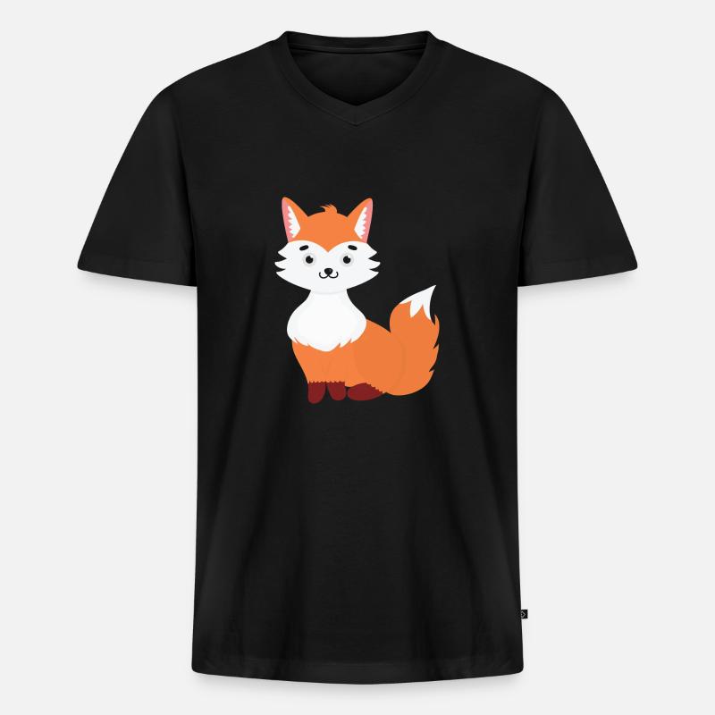 Fuchs - Männer Premium Bio T-Shirt mit V-Ausschnitt - Schwarz