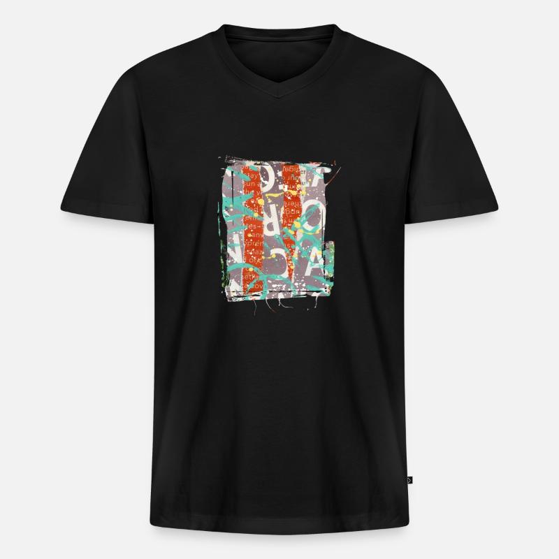 Zeitungsausschnitte Scrapbook Zeitschriften Alphabet Code - Männer Premium Bio T-Shirt mit V-Ausschnitt - Schwarz