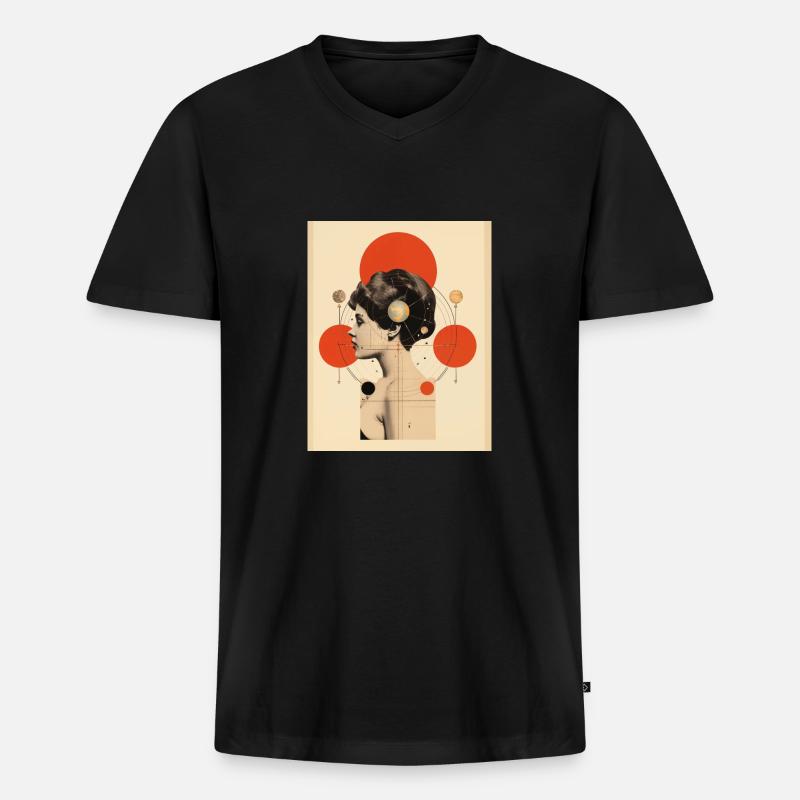 Löwe - Männer Premium Bio T-Shirt mit V-Ausschnitt - Schwarz