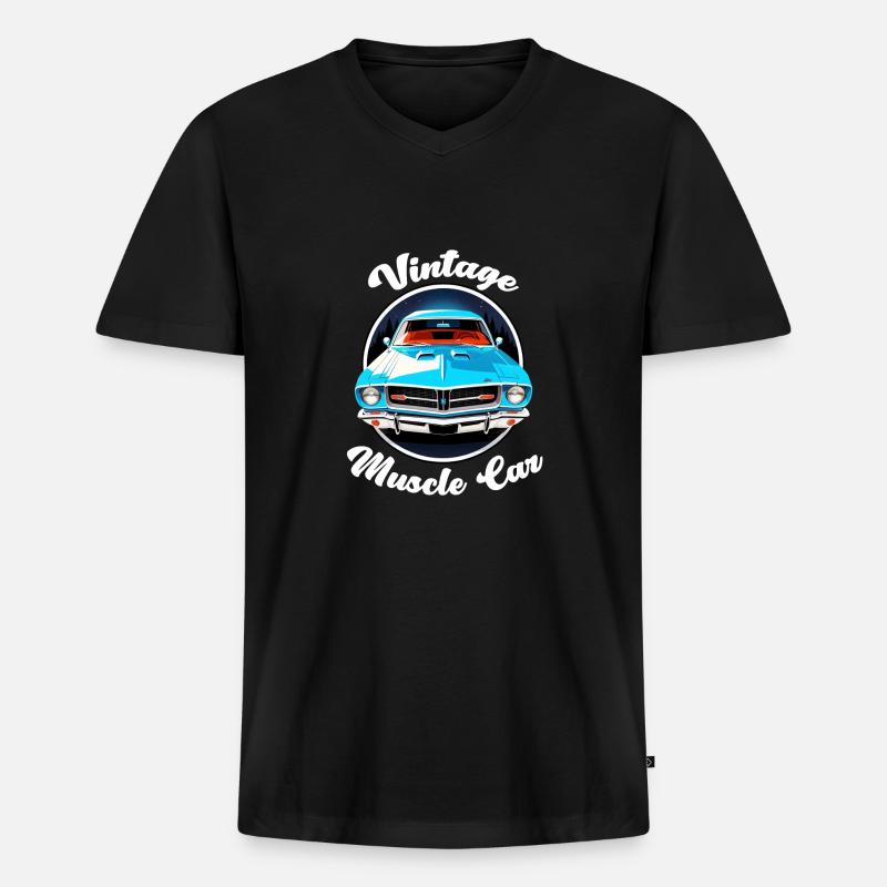 Oldtimer Sonnenuntergang - Männer Premium Bio T-Shirt mit V-Ausschnitt - Schwarz
