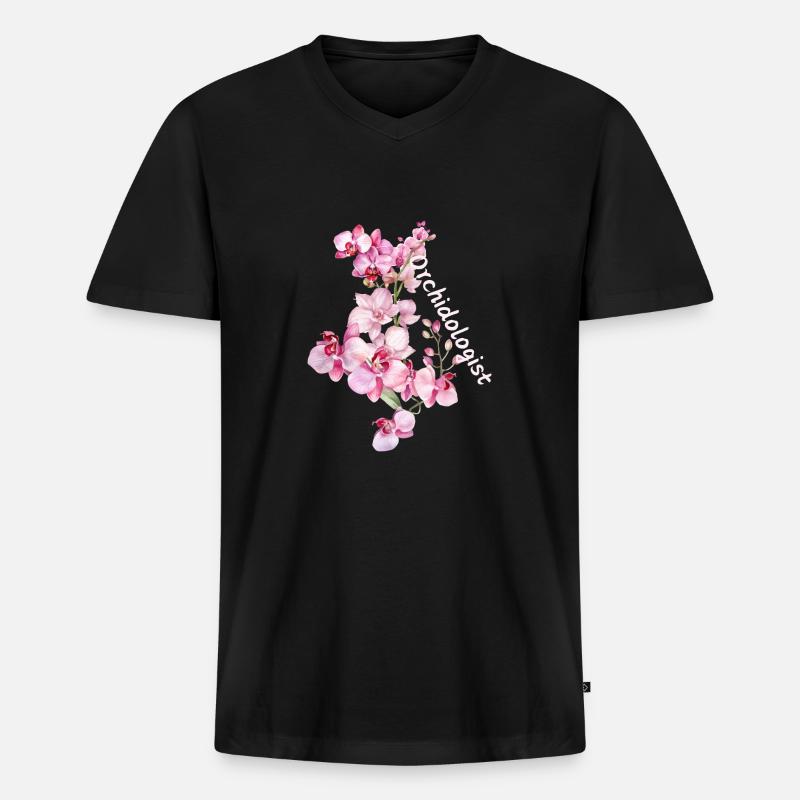 Orchideein - Männer Premium Bio T-Shirt mit V-Ausschnitt - Schwarz
