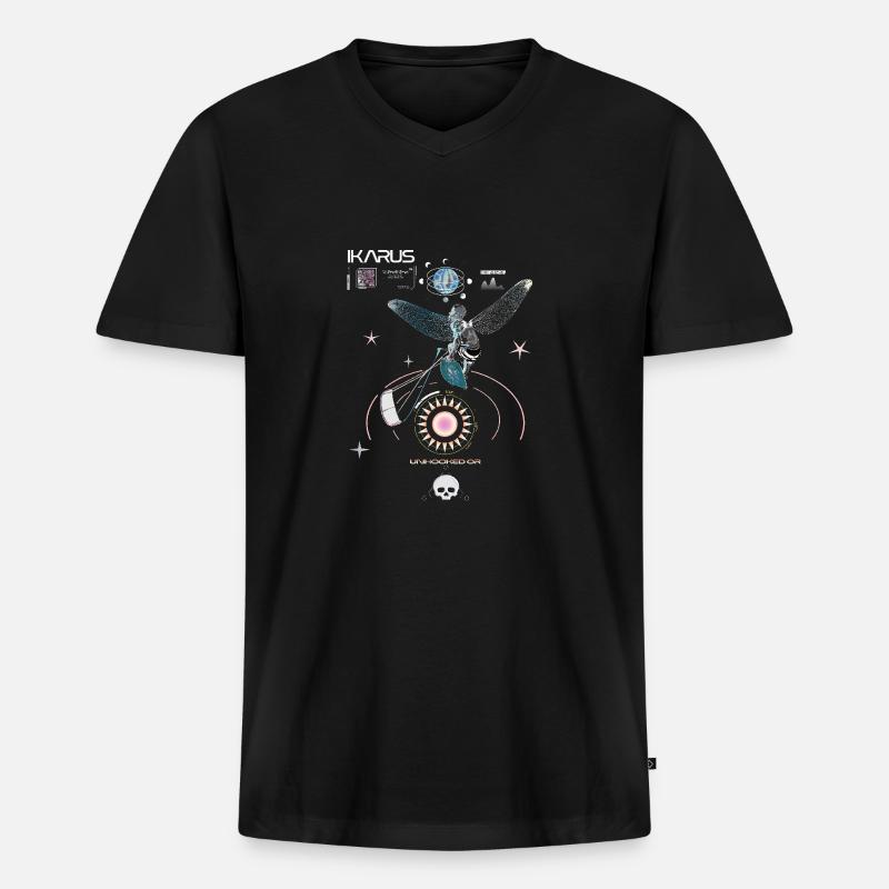 Kitesurfer Ikarus - Männer Premium Bio T-Shirt mit V-Ausschnitt - Schwarz