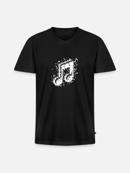 Swinging Music Note Splash Tattoo - T-shirt encolure en V Premium bio Homme - noir