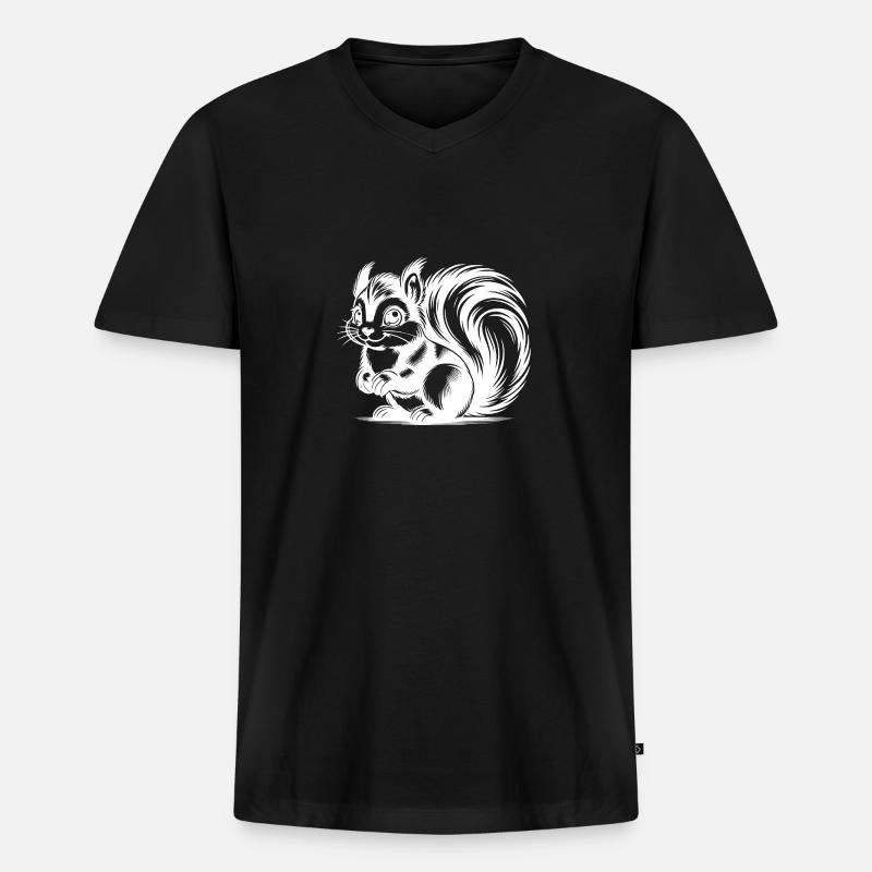 Niedliches putziges Eichhörnchen Zeichnung - Männer Premium Bio T-Shirt mit V-Ausschnitt - Schwarz