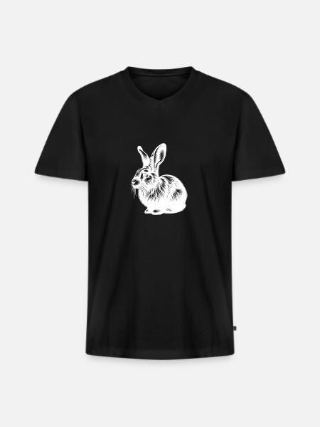 Cute bunny with big ears - Men's Premium Organic T-shirt with V-neck - black