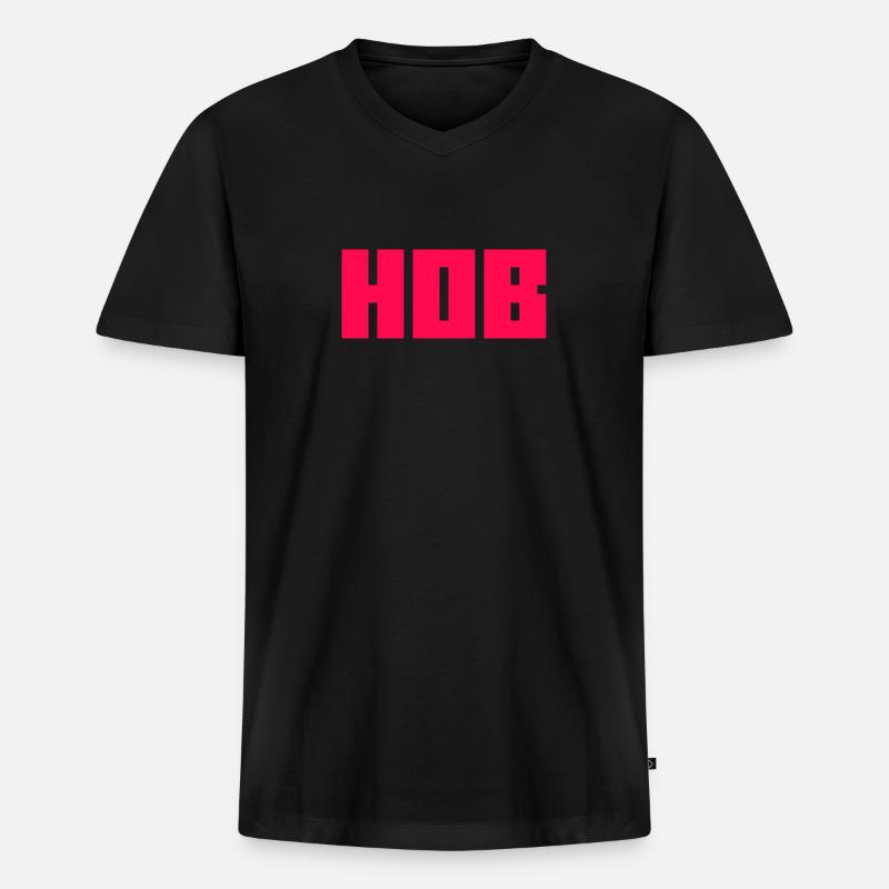 HOB / LIEBE - Männer Premium Bio T-Shirt mit V-Ausschnitt - Schwarz