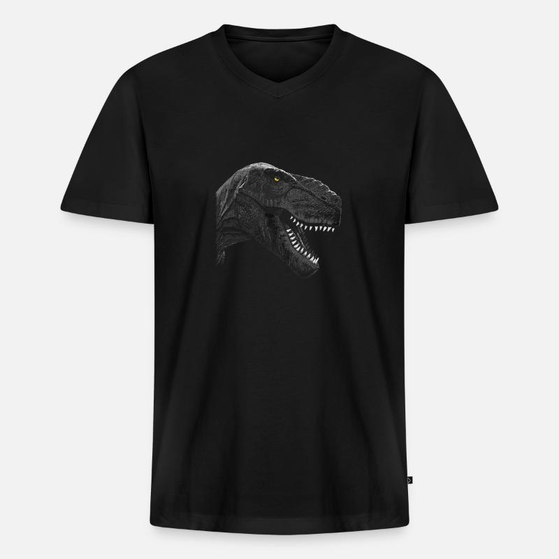 T Rex - Männer Premium Bio T-Shirt mit V-Ausschnitt - Schwarz