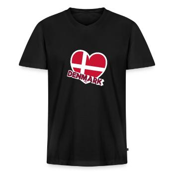 Dänemark Flagge Patriot Geschenk Heimat Staat EU - Männer Premium Bio T-Shirt mit V-Ausschnitt - Schwarz - Vorne - Nico (187cm)