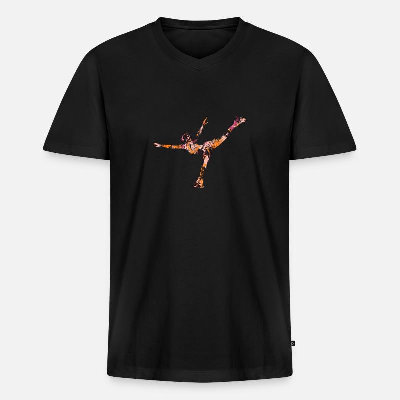 Eiskunstlauf - Männer Premium Bio T-Shirt mit V-Ausschnitt - Schwarz