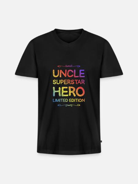 Best Uncle Hero Saying - Men's Premium Organic T-shirt with V-neck - black