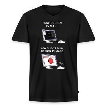 Designer graphiste graphiste designer artiste - T-shirt encolure en V Premium bio Homme - noir - Devant - Nico (187cm)
