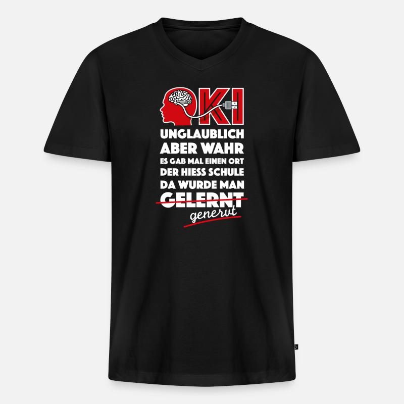 KI, ChatGPT, Schule nervt - Männer Premium Bio T-Shirt mit V-Ausschnitt - Schwarz