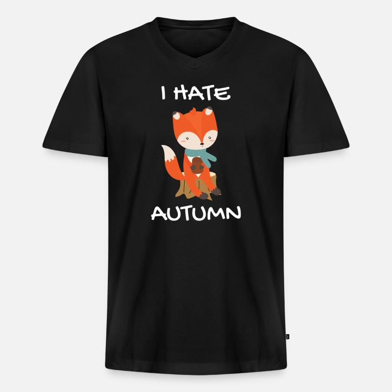 Ich Hasse Herbst Fuchs - Männer Premium Bio T-Shirt mit V-Ausschnitt - Schwarz