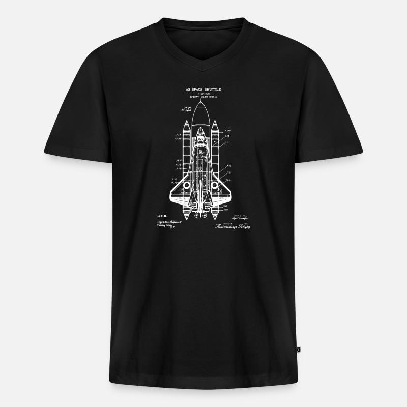 Space Shuttle-Bauplan - Männer Premium Bio T-Shirt mit V-Ausschnitt - Schwarz