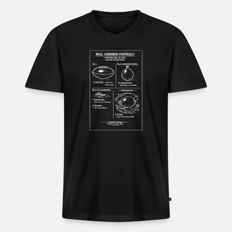 Gridiron-Football-Blaupause - Männer Premium Bio T-Shirt mit V-Ausschnitt - Schwarz