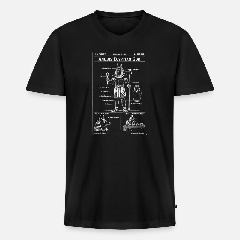 Anubis-Blaupausen-Ikonen-Tee - Männer Premium Bio T-Shirt mit V-Ausschnitt - Schwarz