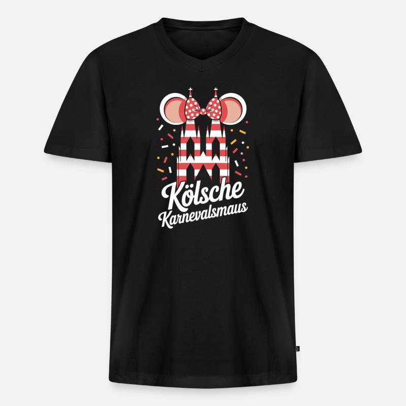 Kölsche Karnevalsmaus Karneval Köln Kölner Maus - Männer Premium Bio T-Shirt mit V-Ausschnitt - Schwarz