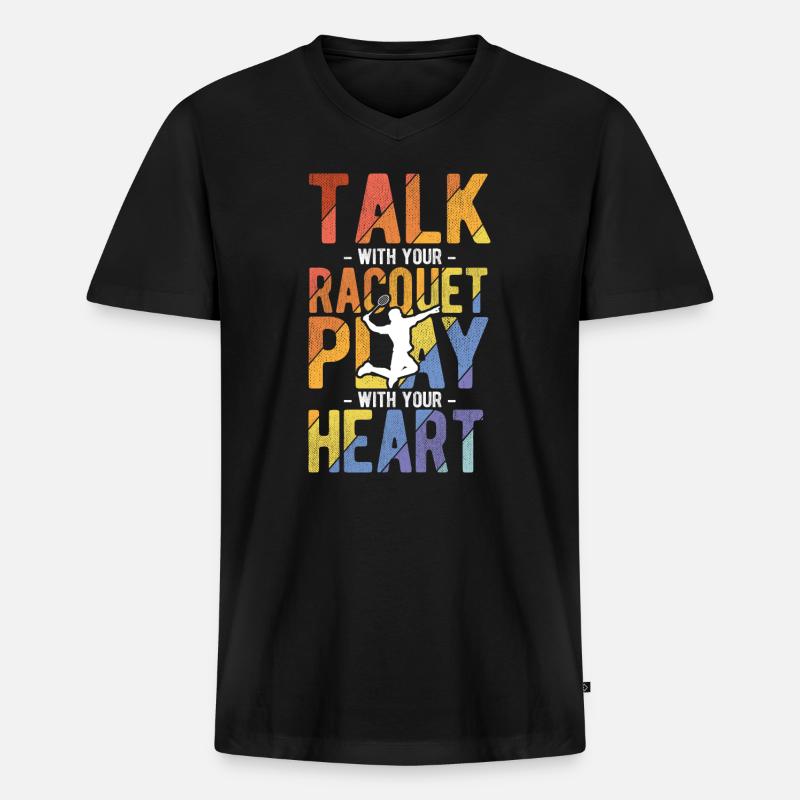 Badminton - Männer Premium Bio T-Shirt mit V-Ausschnitt - Schwarz